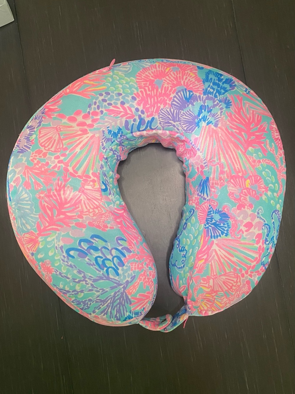 Lilly Pulitzer Neck Pillow in Coral, Aqua & Purple